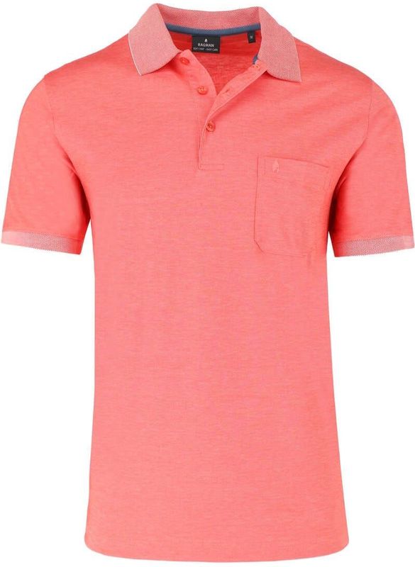 RAGMAN Softknit Polo shirt Korte mouw lichtrood