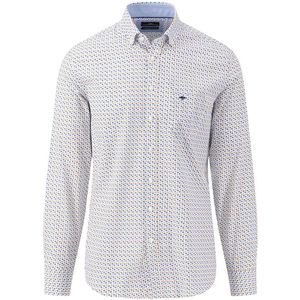 Fynch-Hatton Casual Fit Overhemd blauw/geel, Motief