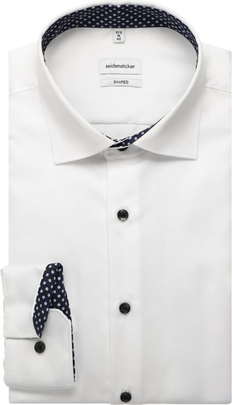 Seidensticker - Businessoverhemd - Wit - Shaped 1/1 Kentkraag - Effen