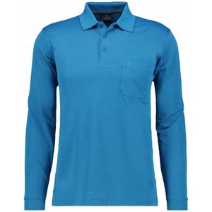 RAGMAN Soft Knit Poloshirt lange mouw lichtblauw, Effen