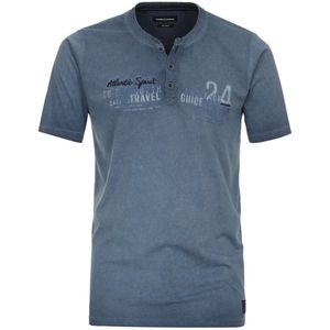 Casa Moda Casual Fit T-Shirt Henley kraag blauw, Effen