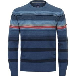 Redmond Casual Trui ronde hals blauw, Gestreept