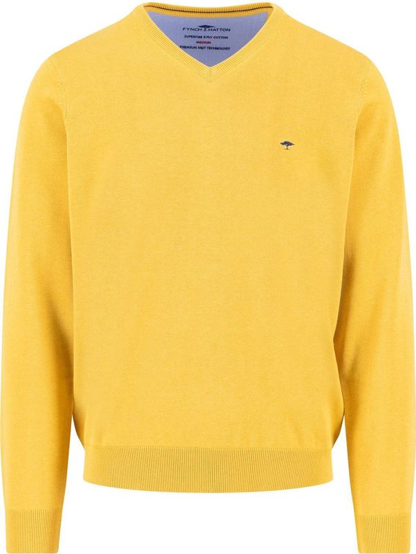 Fynch-Hatton Trui V-halsgeel, Effen
