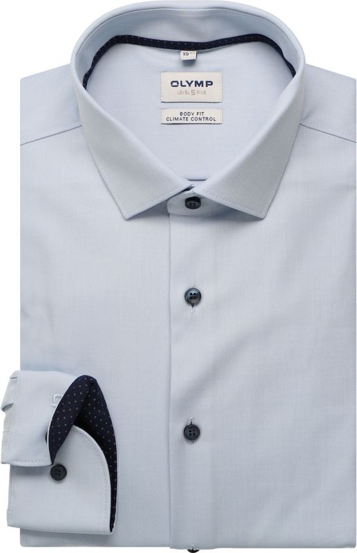 OLYMP Level Five Performance Climate Control Overhemd blauw, Effen