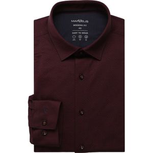 Marvelis Dynamic Flex Modern Fit Overhemd donkerrood, Motief