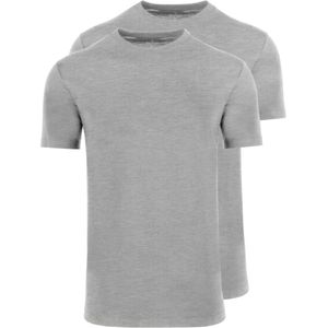 RAGMAN Regular Fit T-Shirt ronde hals Dubbel pak grijs, Melange