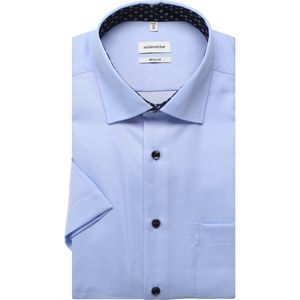Seidensticker - Businessoverhemd - Lichtblauw - Regular Korte Mouwen Kentkraag Uni