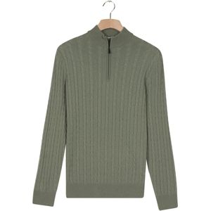 Thomas Maine Trui ritssluitinglichtgroen, Cable knit