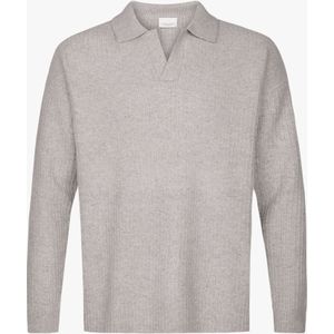 Profuomo Poloshirt lange mouw grijs, Effen