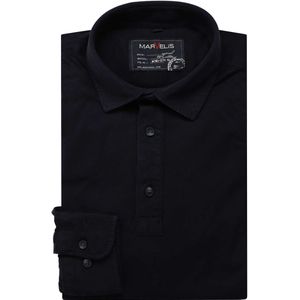 Marvelis Casual Poloshirt lange mouw marine, Effen