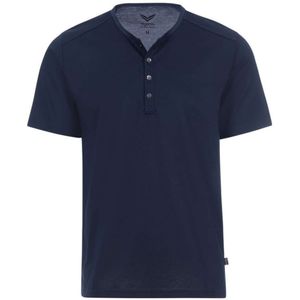 TRIGEMA Comfort Fit T-Shirt Henley kraag Marine, Effen