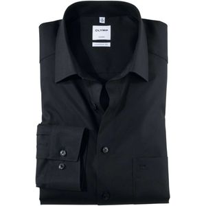 OLYMP Luxor Comfort Fit Overhemd zwart, Effen