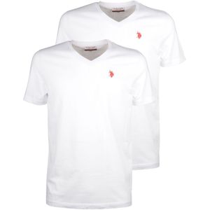 U.S. Polo Assn. T-Shirt V-hals Dubbel pak wit, Effen