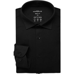 Marvelis Body Fit Jersey shirt zwart, Gestructureerd