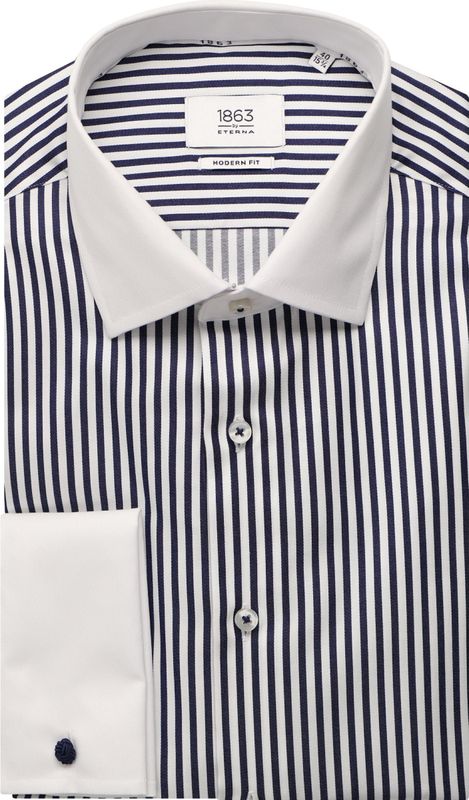 ETERNA 1863 Overhemd marine, Gestreept
