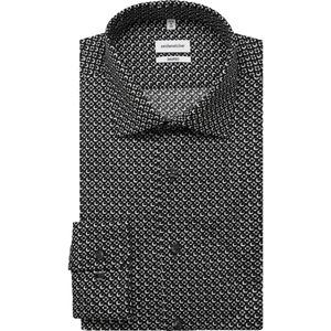Seidensticker Overhemd zwart, Bedrukt