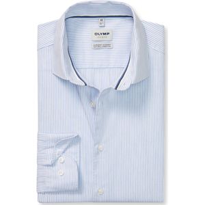 OLYMP Level Five Garment Washed Overhemd blauw, Gestreept
