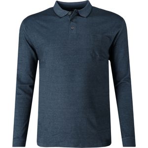 Redmond Poloshirt lange mouw blauw, Effen