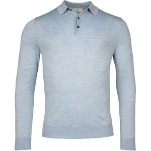 Thomas Maine Poloshirt lange mouw lichtblauw, Effen