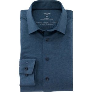 OLYMP Luxor Modern Fit Jersey shirt rook blauw, Effen