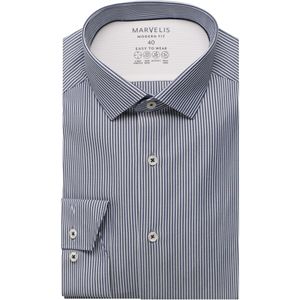 Marvelis Performance Overhemd marine, Gestreept