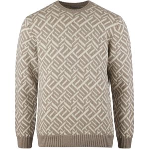 Stenströms Trui ronde halslichtbruin, Bedrukt