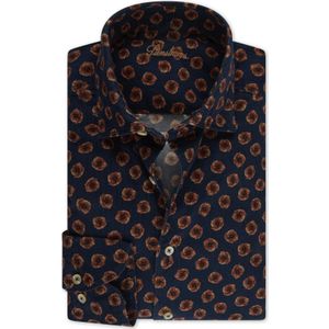Stenströms ribfluwelen overhemd donkerblauw, Bedrukt