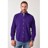 JP1880 ribfluwelen overhemd paars, Effen
