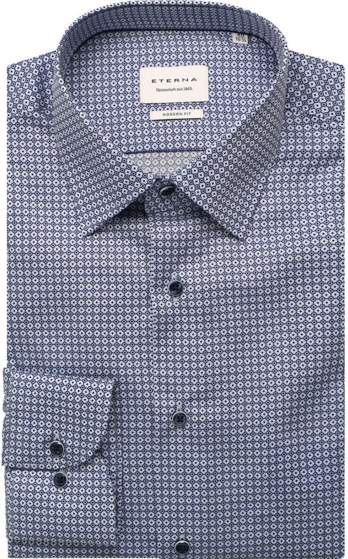 Eterna - MODERN FIT - Overhemd - Blauw - NON IRON (strijkvrij)
