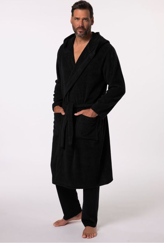 JP1880 Badjas zwart, Effen