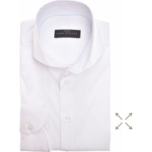 John Miller - Tailored Fit Overhemd - Wit - Katoen/Polyamide/Elastaan