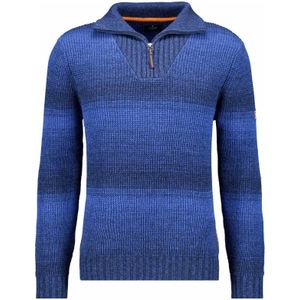RAGMAN Half-Zip Sweater blauw, Gestreept