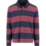 Fynch-Hatton Poloshirt lange mouw rood, Gestreept