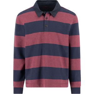 Fynch-Hatton Poloshirt lange mouw rood, Gestreept