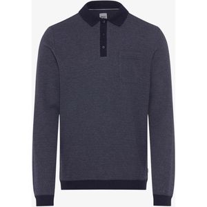 Brax Poloshirt lange mouw donkerblauw, Effen