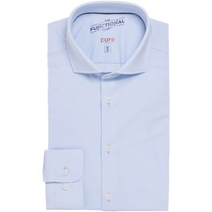 Pure Functional Slim Fit Jersey shirt lichtblauw, Effen