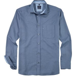 OLYMP - Casual Overhemd - Marine - Lange Mouw - 100% Katoen