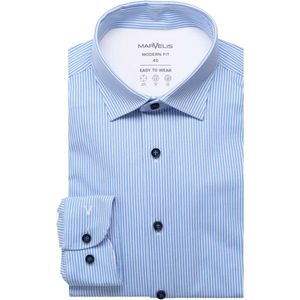 Marvelis Modern Fit Jersey shirt blauw/wit, Gestreept