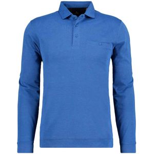 RAGMAN Poloshirt lange mouw blauw, Effen