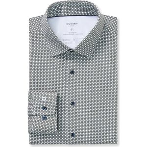 OLYMP Luxor 24/Seven Jersey shirt grijs-groen, Bedrukt