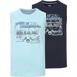 Jan Vanderstorm Tanktop lichtblauw, Bedrukt