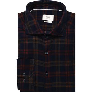 ETERNA 1863 ribfluwelen overhemd marine, Ruit