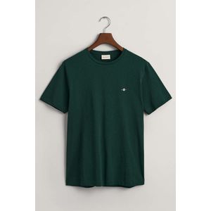 GANT Regular Fit T-Shirt ronde hals donkergroen, Effen