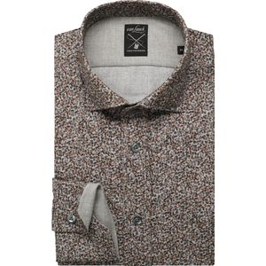 van Laack Meisterwerk Flanellen Overhemd beige/bruin, Bedrukt