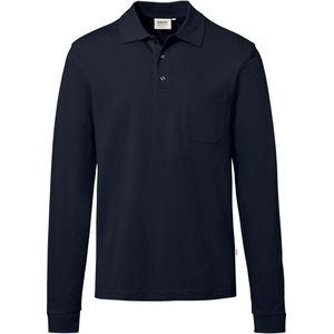 HAKRO Poloshirt lange mouw donkerblauw, Effen