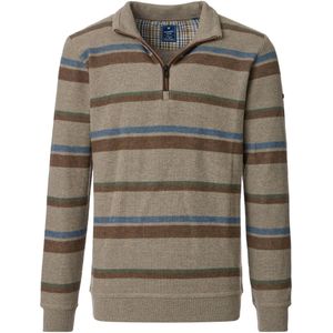 Redmond Half-Zip Sweater bruin, Gestreept