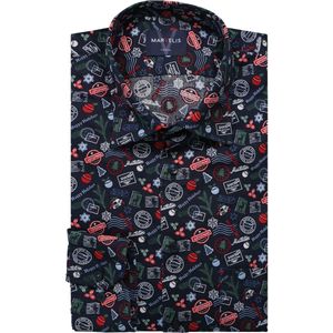 Marvelis Casual Overhemd marine, Bedrukt