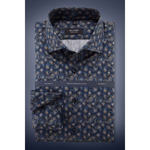OLYMP SIGNATURE Overhemd donkerblauw/geel, Motief