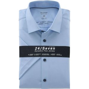 OLYMP Level Five 24/Seven Body Fit Jersey shirt lichtblauw, Effen