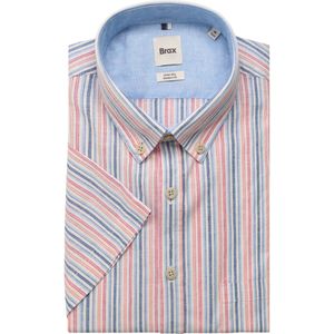 Brax Linnen Overhemd rood, Gestreept